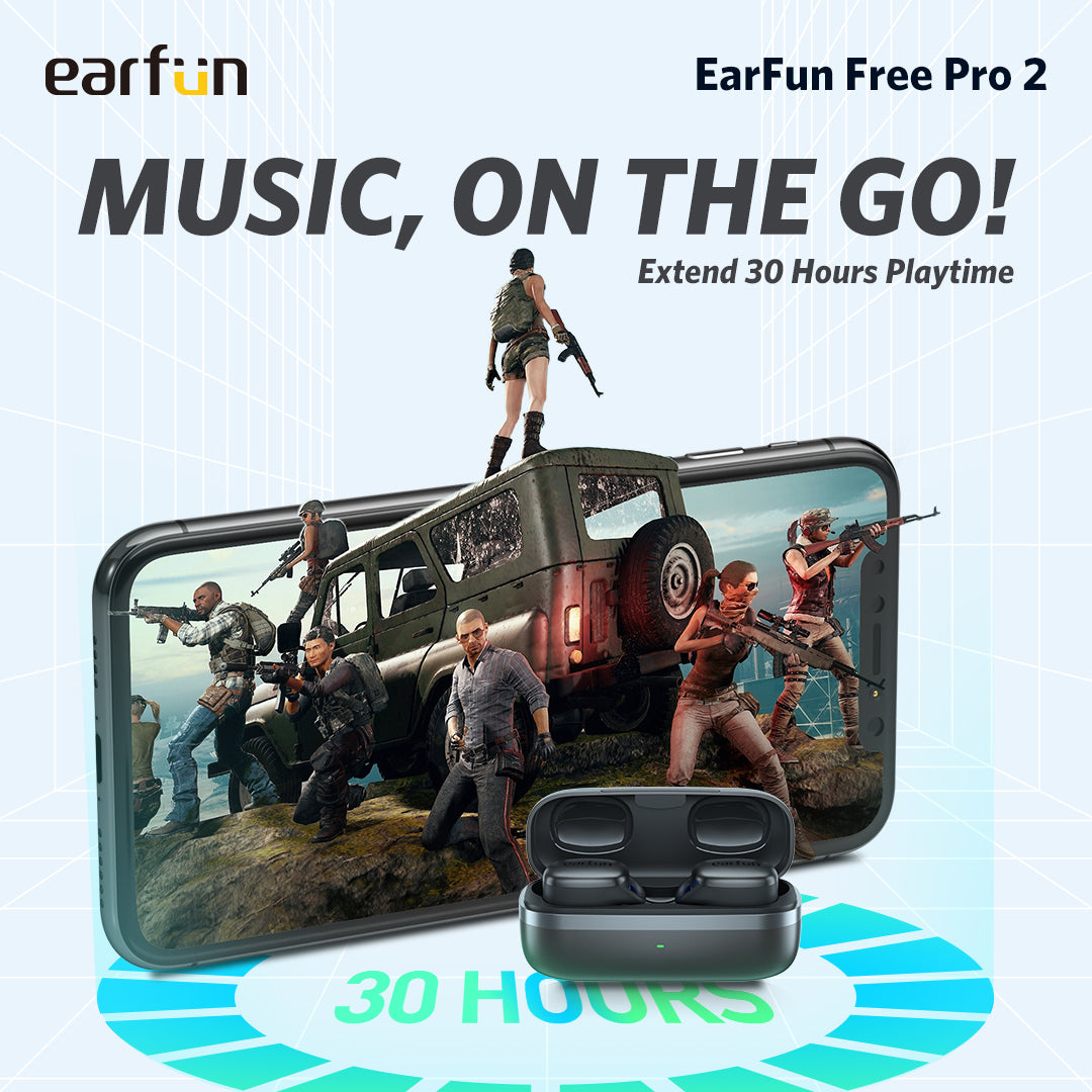 EarFun Free Pro 2 - Draadloze oordopjes - Hybride actieve noise cancelling - Lichtgewicht - IPX5 - Low latency modus