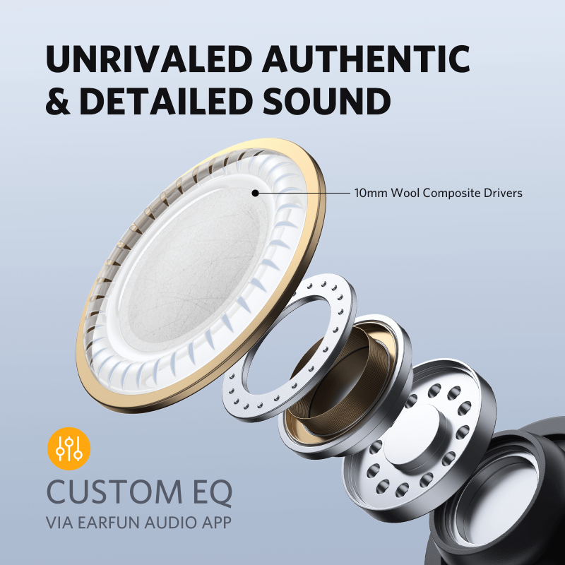 EarFun Air Pro SV - Draadloze oordopjes - Hybrid active noise cancelling tot 40dB - Voice assistant - IPX5 - Bluetooth 5.2