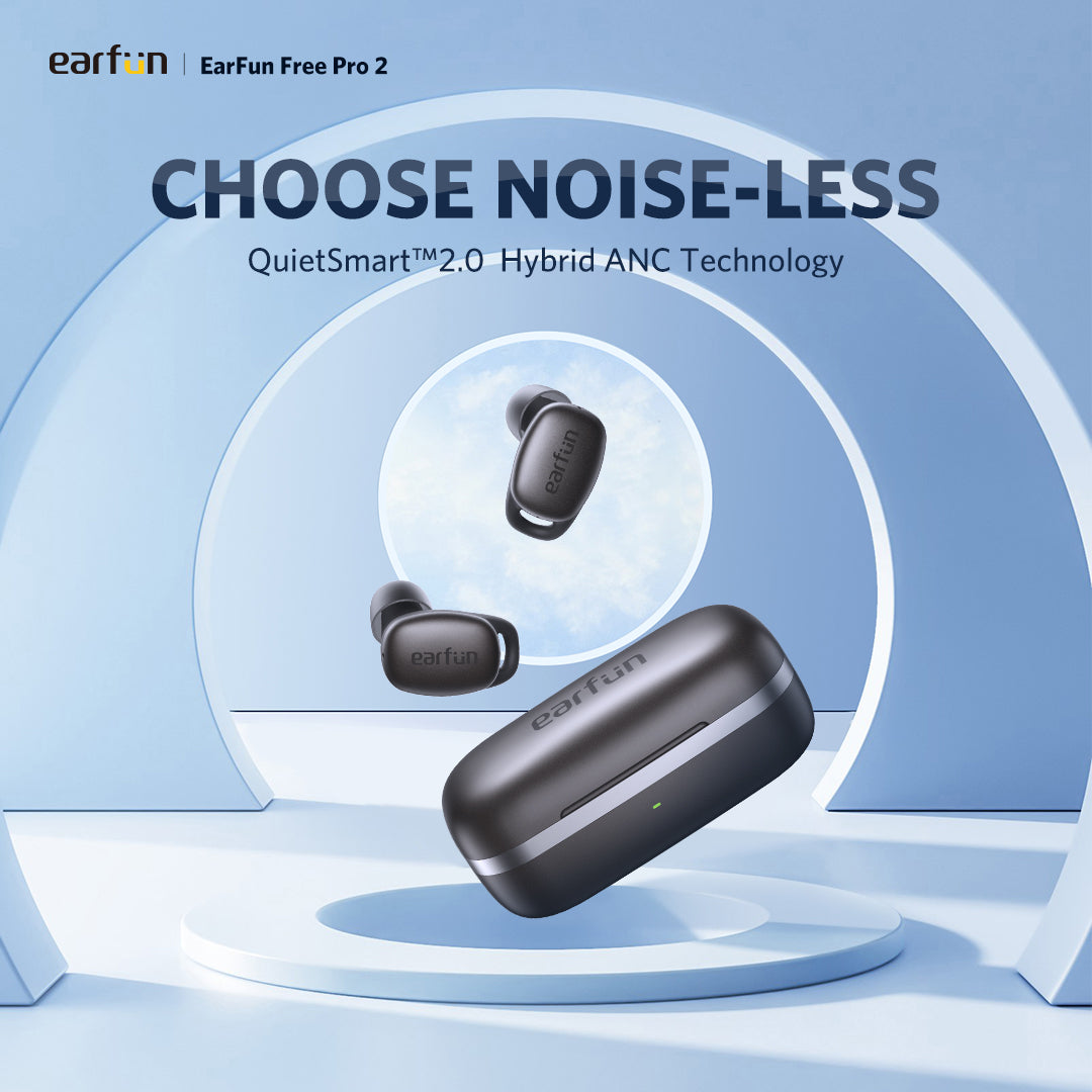 EarFun Free Pro 2 - Draadloze oordopjes - Hybride actieve noise cancelling - Lichtgewicht - IPX5 - Low latency modus